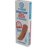 Пластир першої медичної допомоги Dr.White з тканини 19х72мм №10