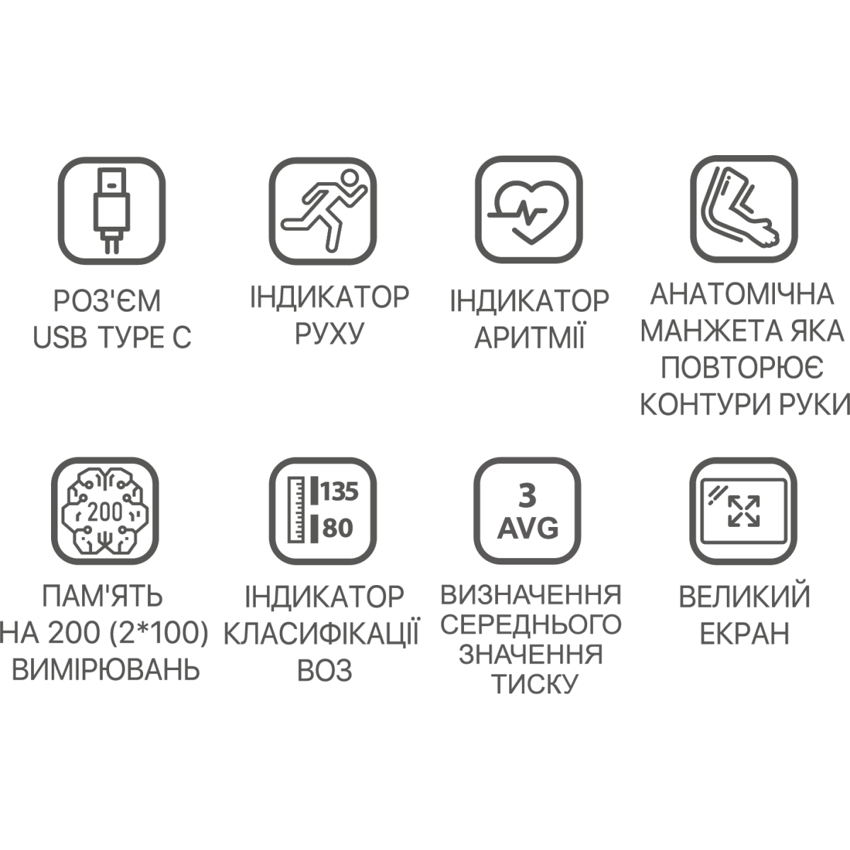 Тонометр автоматичний Paramed Control  (Парамед), манжета 23-36 см, порт USB Type-C